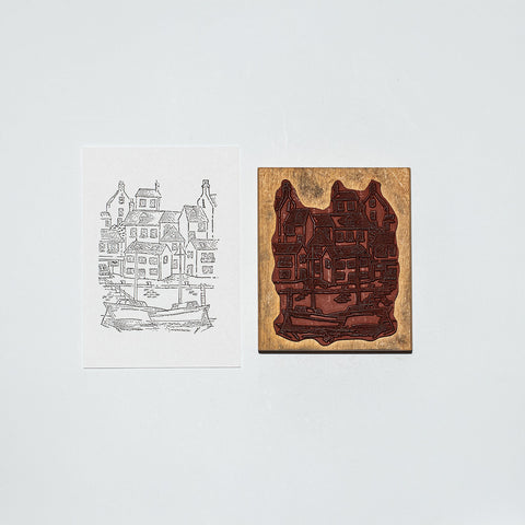 Mounted Wooden Stamp - Harbour Scene 8074K