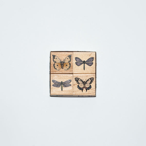 Mounted Wooden Stamp Set - Wild Butterflies